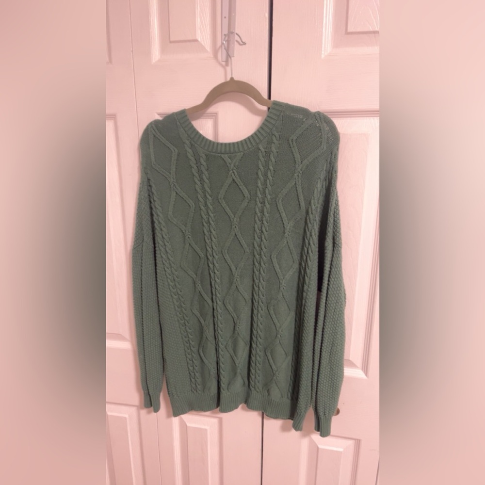 Hollister Green Cable Knit Sweater